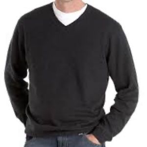 > Pronto Uomo 100% Extra Fine Merino Wool Sweater Men Large V-Neck Dark Green L